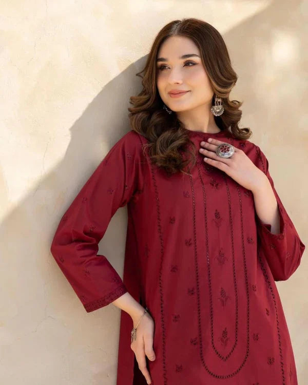 Mehroon Majesty Chikankari Dress