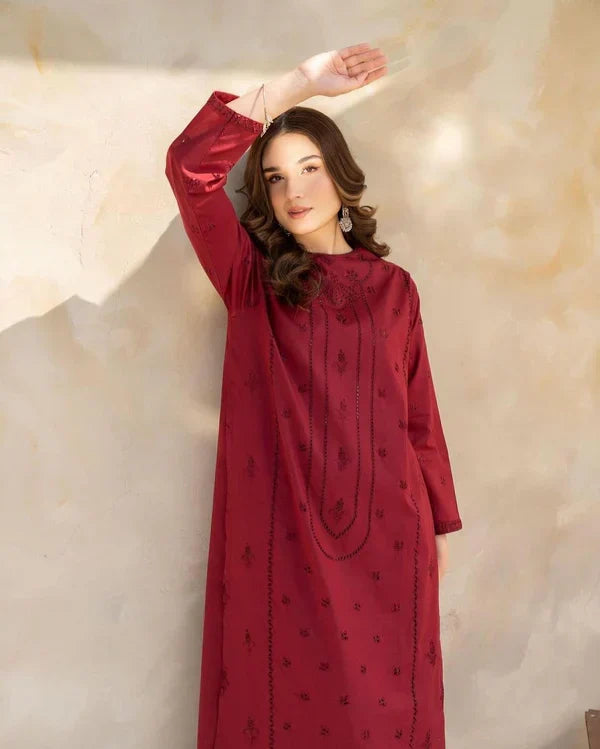 Mehroon Majesty Chikankari Dress