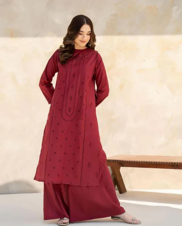 Mehroon Majesty Chikankari Dress