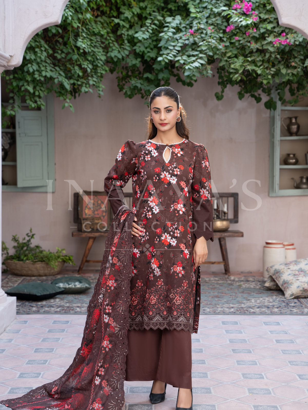Afsana - Scarlet Grace (3-Peice) Stitched & Embroidered