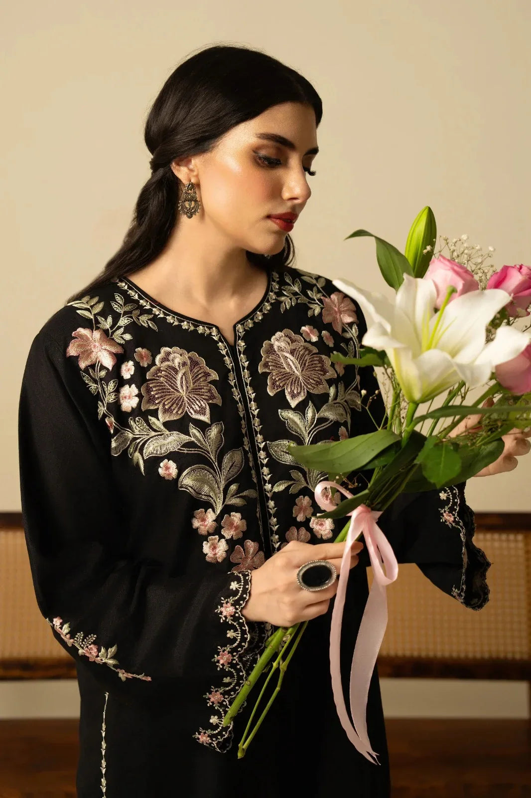Midnight Grace Embroidered Suit