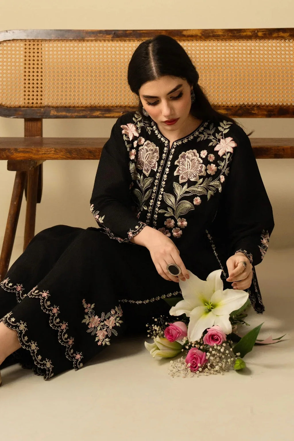 Midnight Grace Embroidered Suit