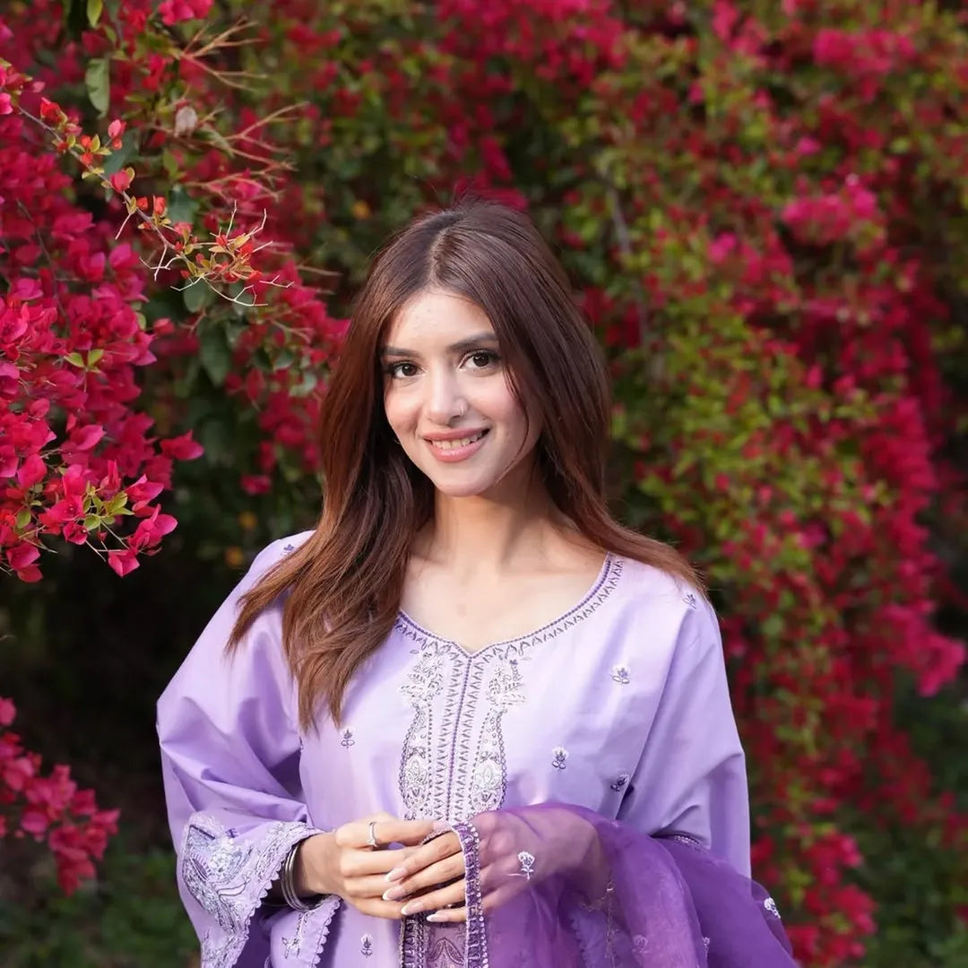 Lilac Grace -Embroidered 3Pc