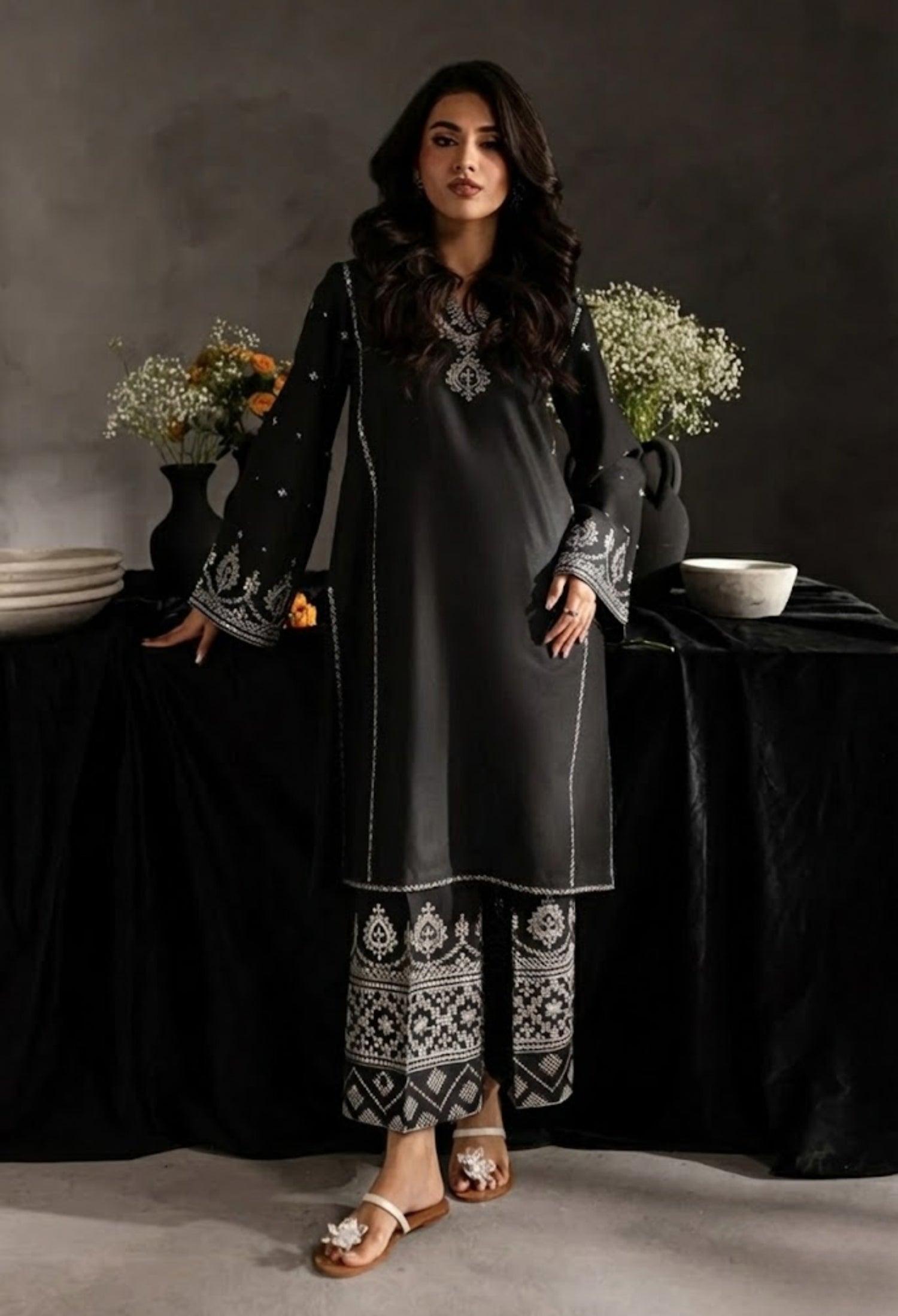 Black Celestial-(2 piece) embroidered